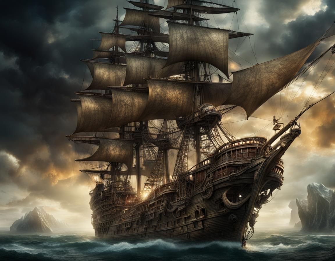Pirate Ship Soaring Above 2010: Digital Matte Painting