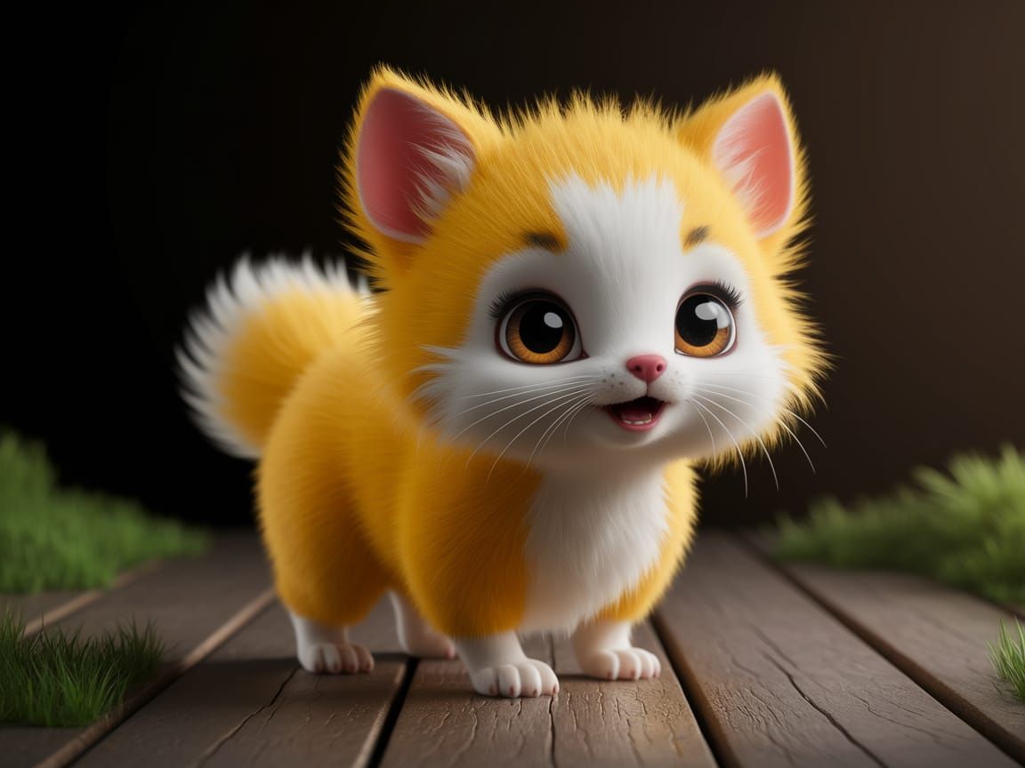 Whimsical Cartoon Creature in Bright Yellow