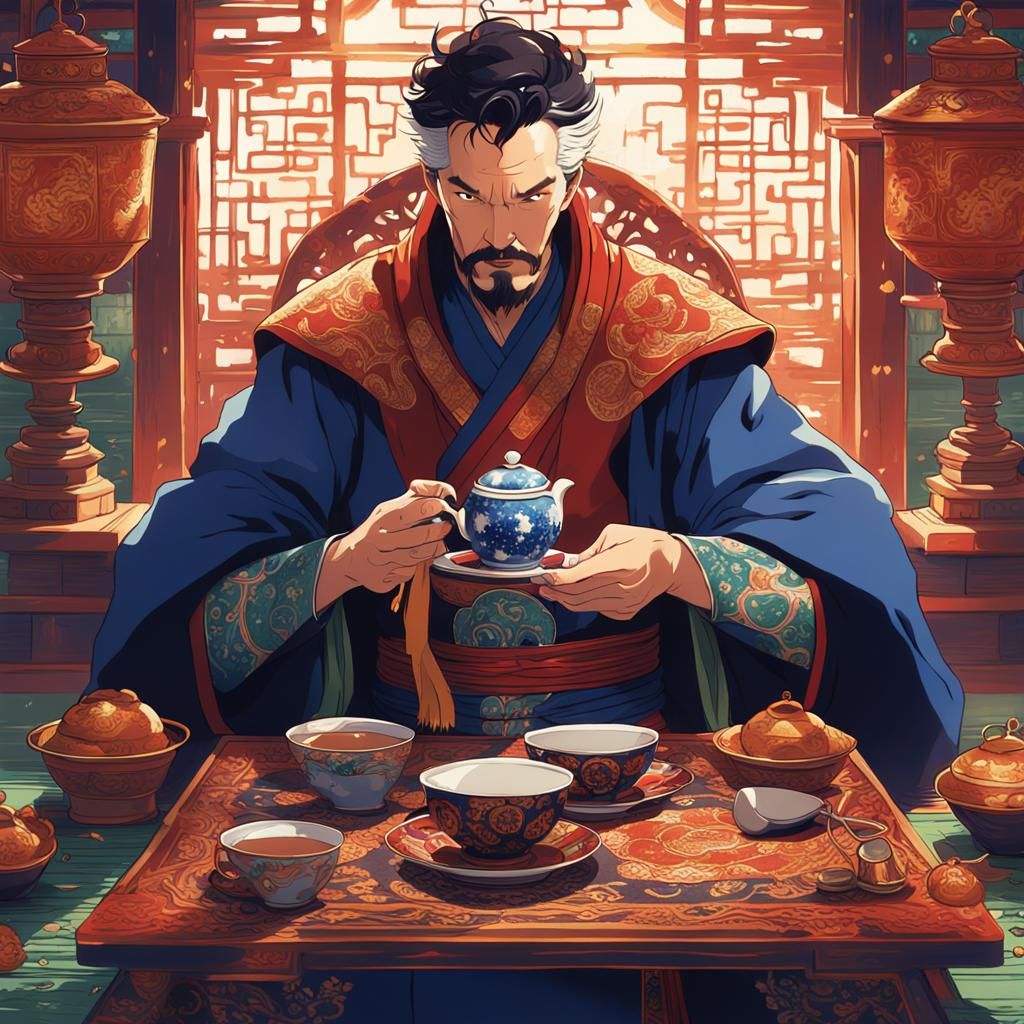 Doctor Strange in Kimono: Ghibli-Style Monastery Scene