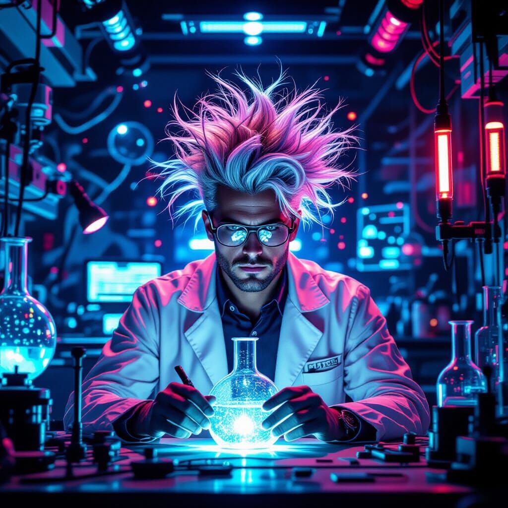 Mad Scientist's Lair in Futuristic Industrial Style