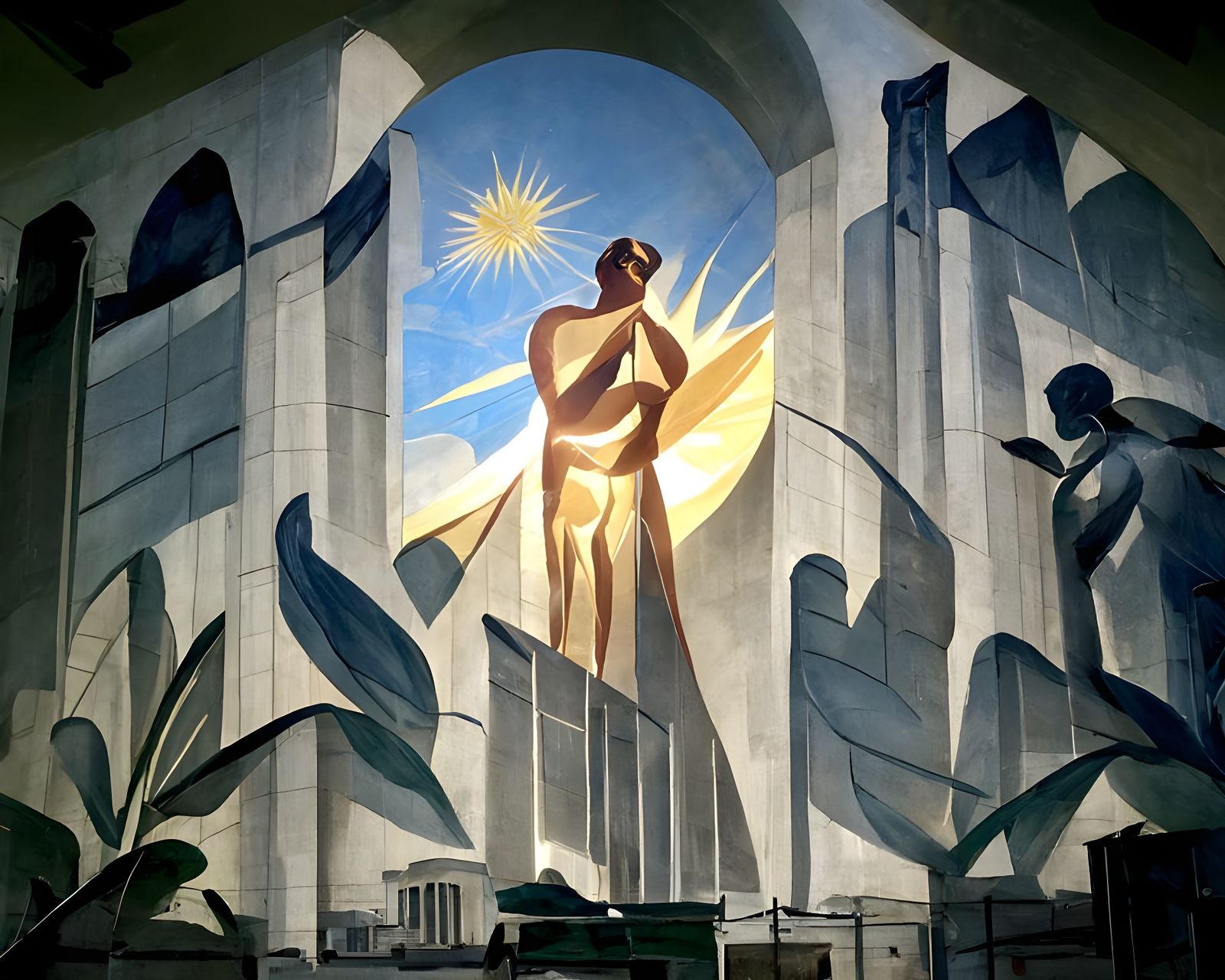 Hopeful Art Deco Mural of Benevolence