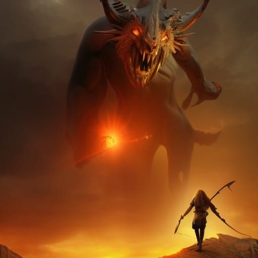 Hell's Entrance: A Three-Headed Beast in Dark Fantasy