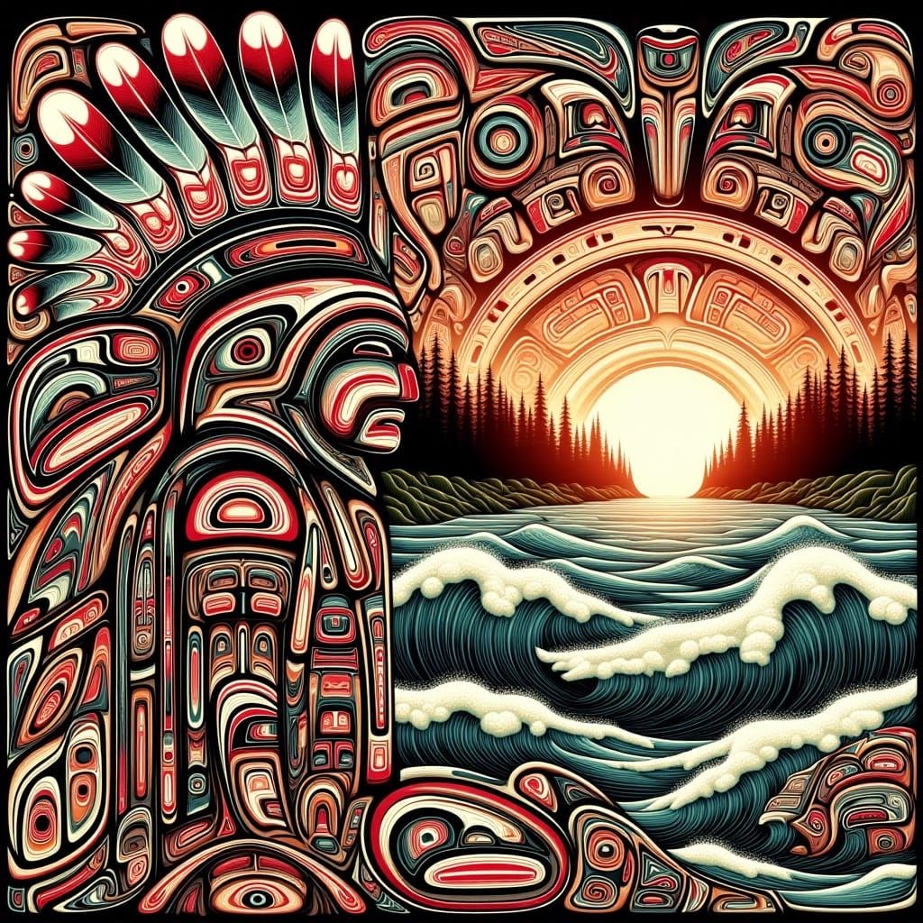 Mystical Warrior Knight in Digital Woodland Style