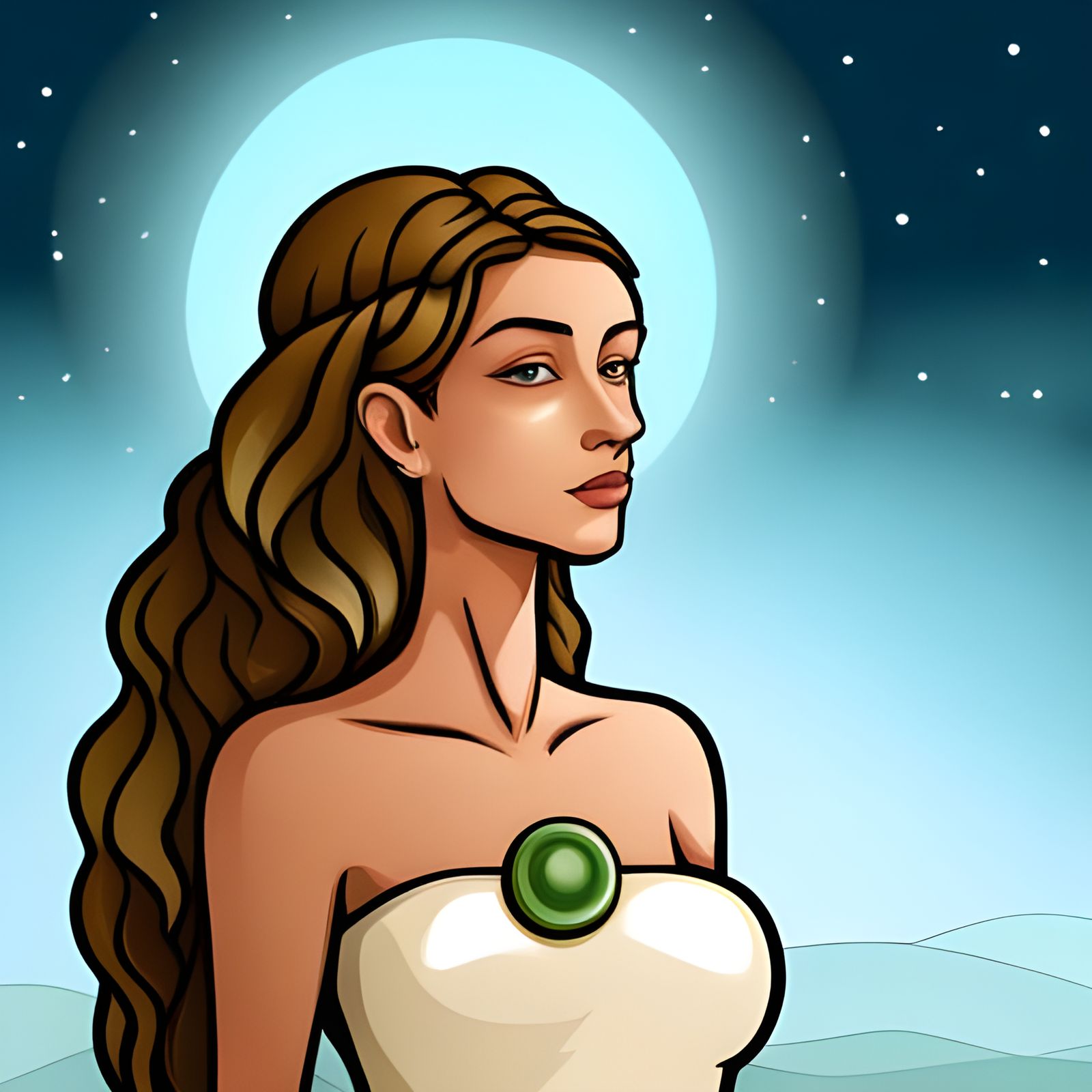 Gaia Earth Goddess in Cartoon Style