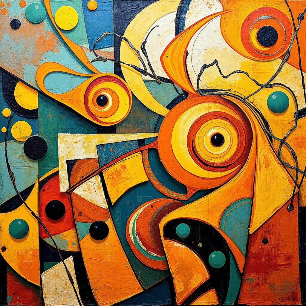 Vibrant Abstract Art in Dynamic Complementary Colors