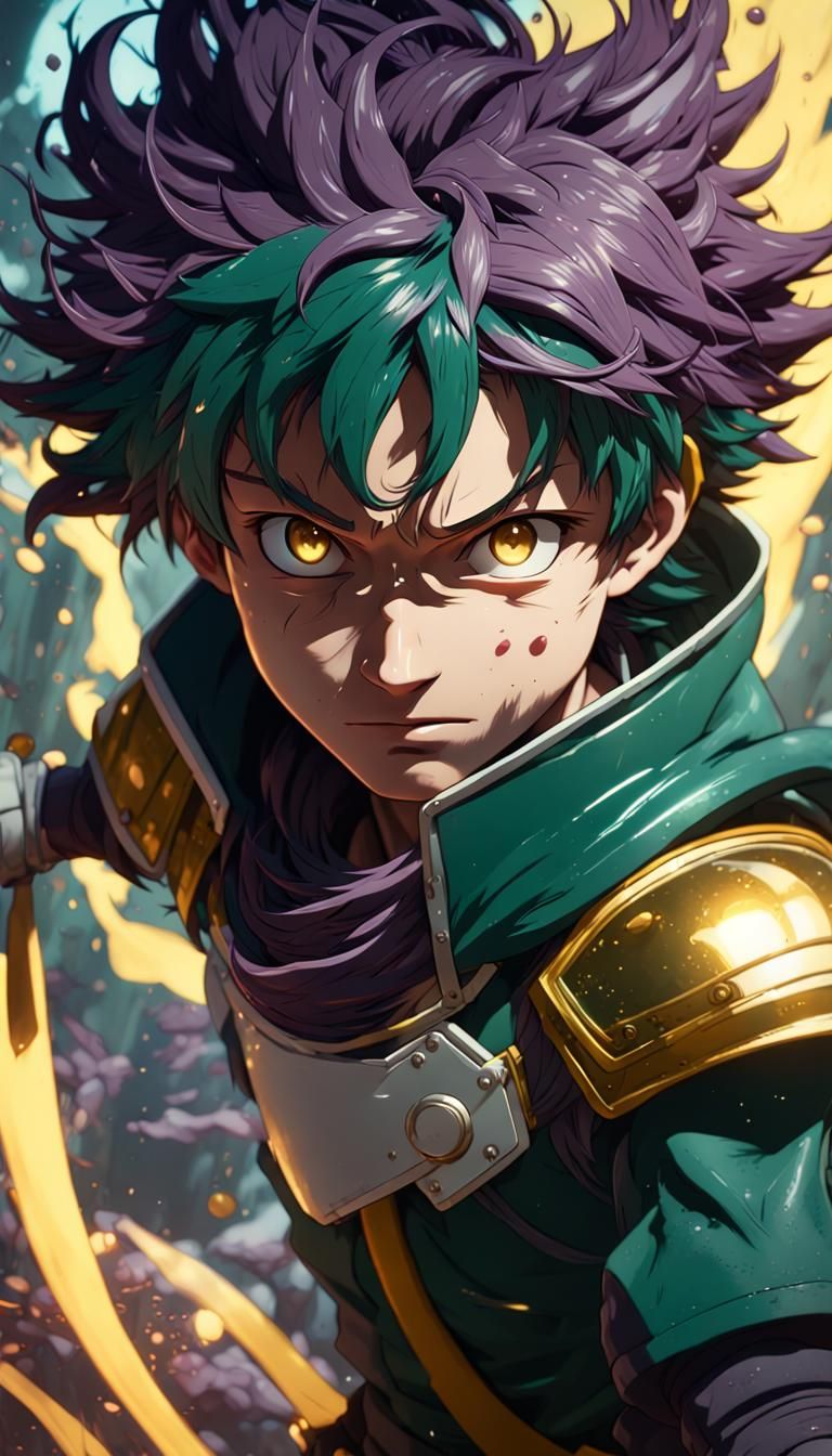 Midoriya from Boku no Hero in Dark Fantasy Style
