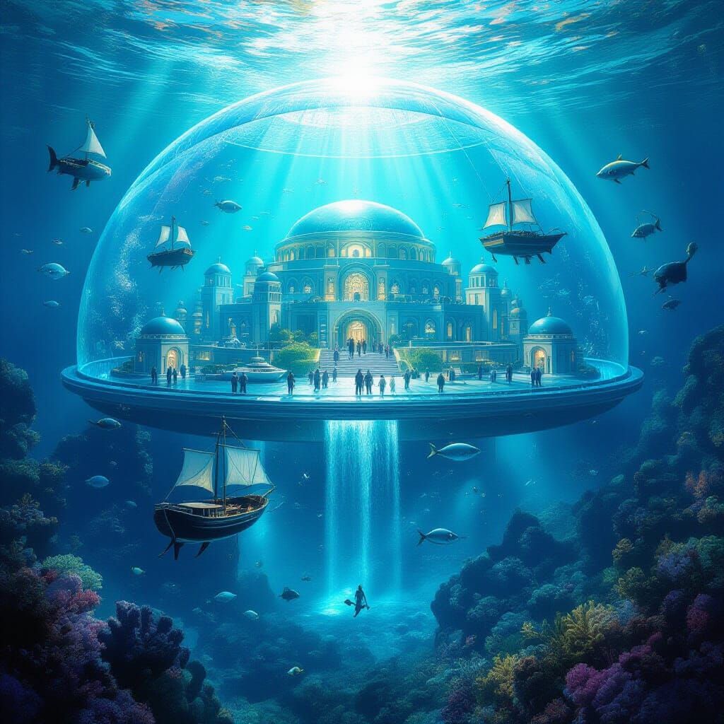 Atlantis: Populated Underwater City with Dome