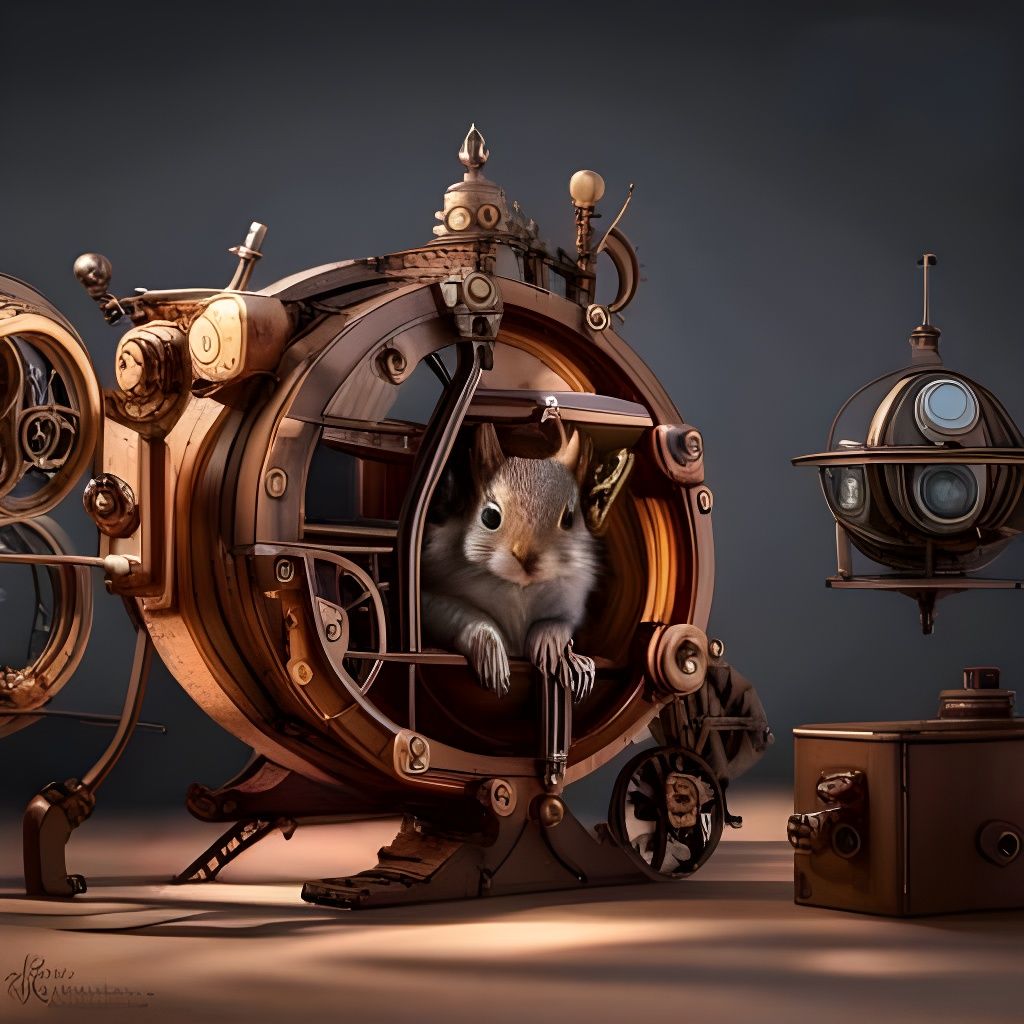 Steampunk Squirrels Discover Curio Cabinet