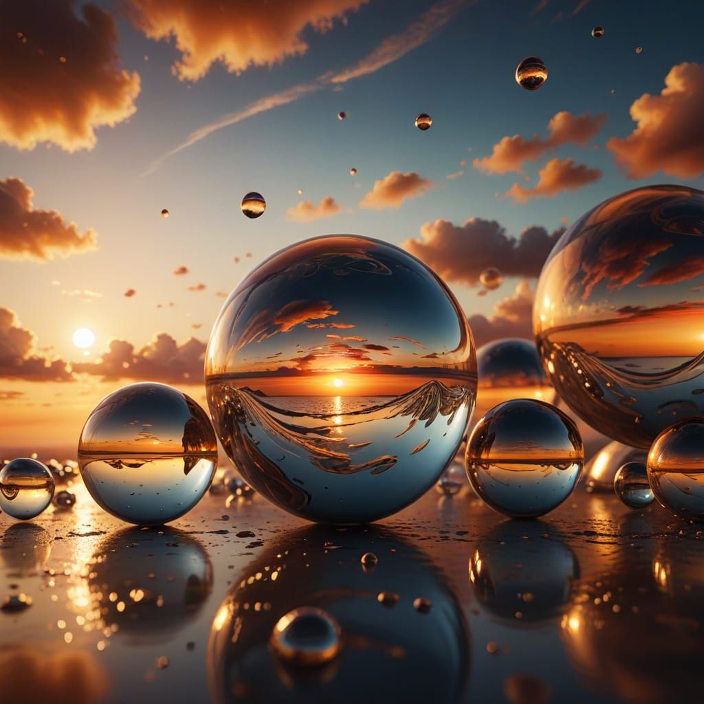 Glass spheres in sunsets