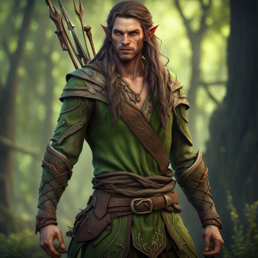 Fantasy Wood Elf Archer in Detailed Matte Painting
