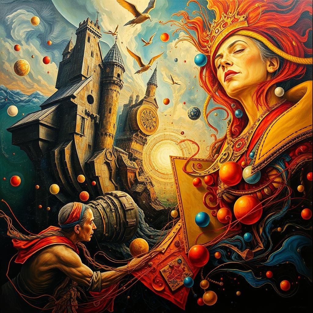 Surreal Biometric Oil Painting with Kinetic Energy