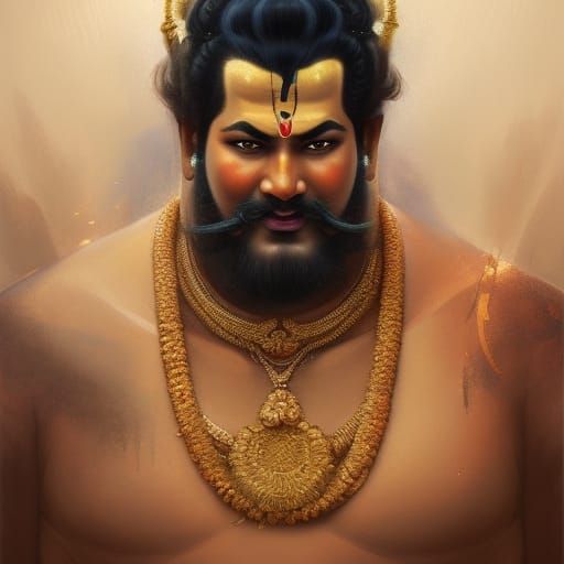 Mahabali Portrait in Hyperdetailed Art Nouveau Style