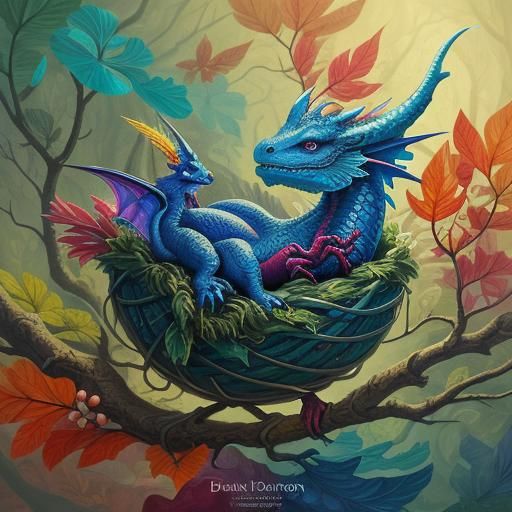 Dragon Hatchling in Whimsical Digital Art Style