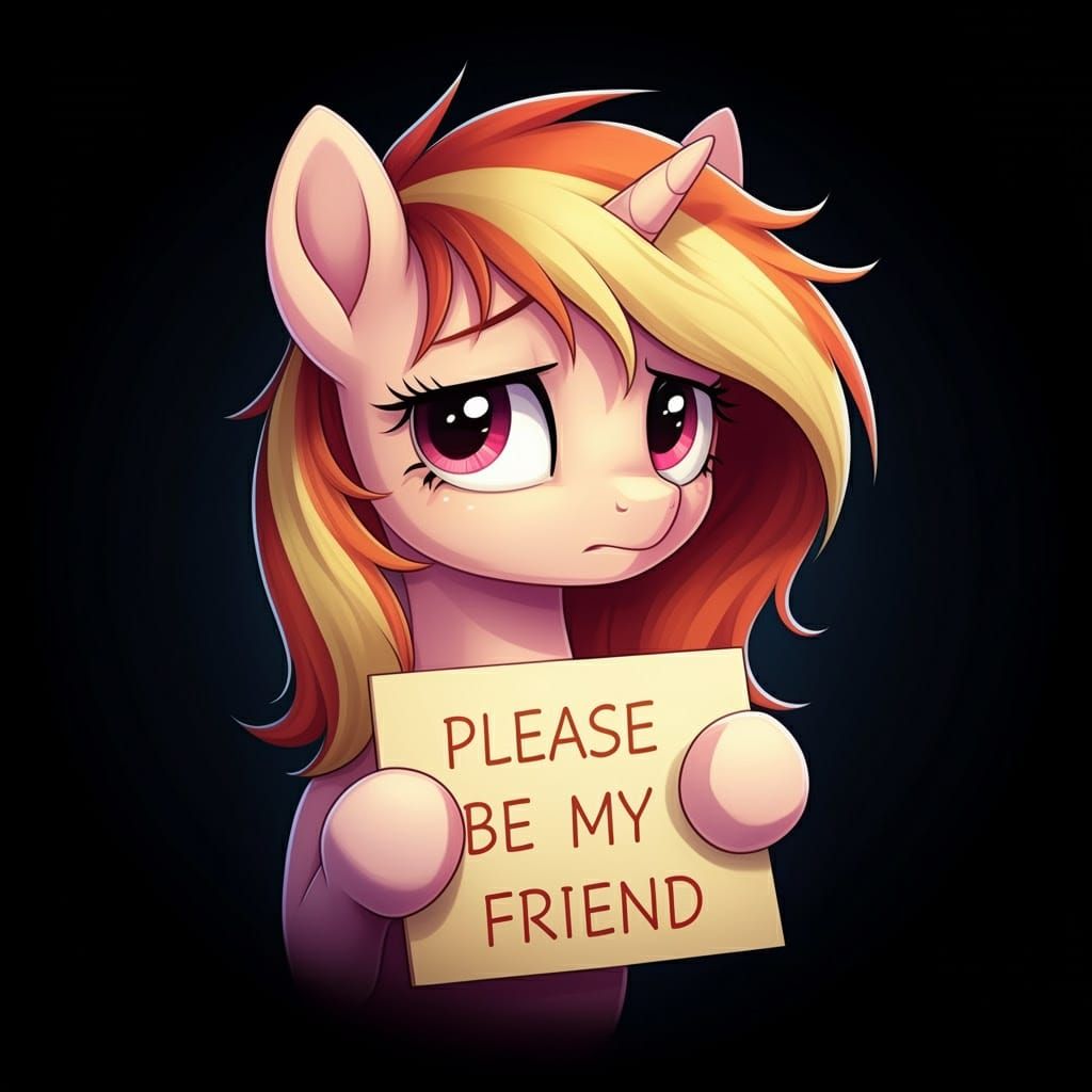 Cute Anime Pony with Pleading Eyes