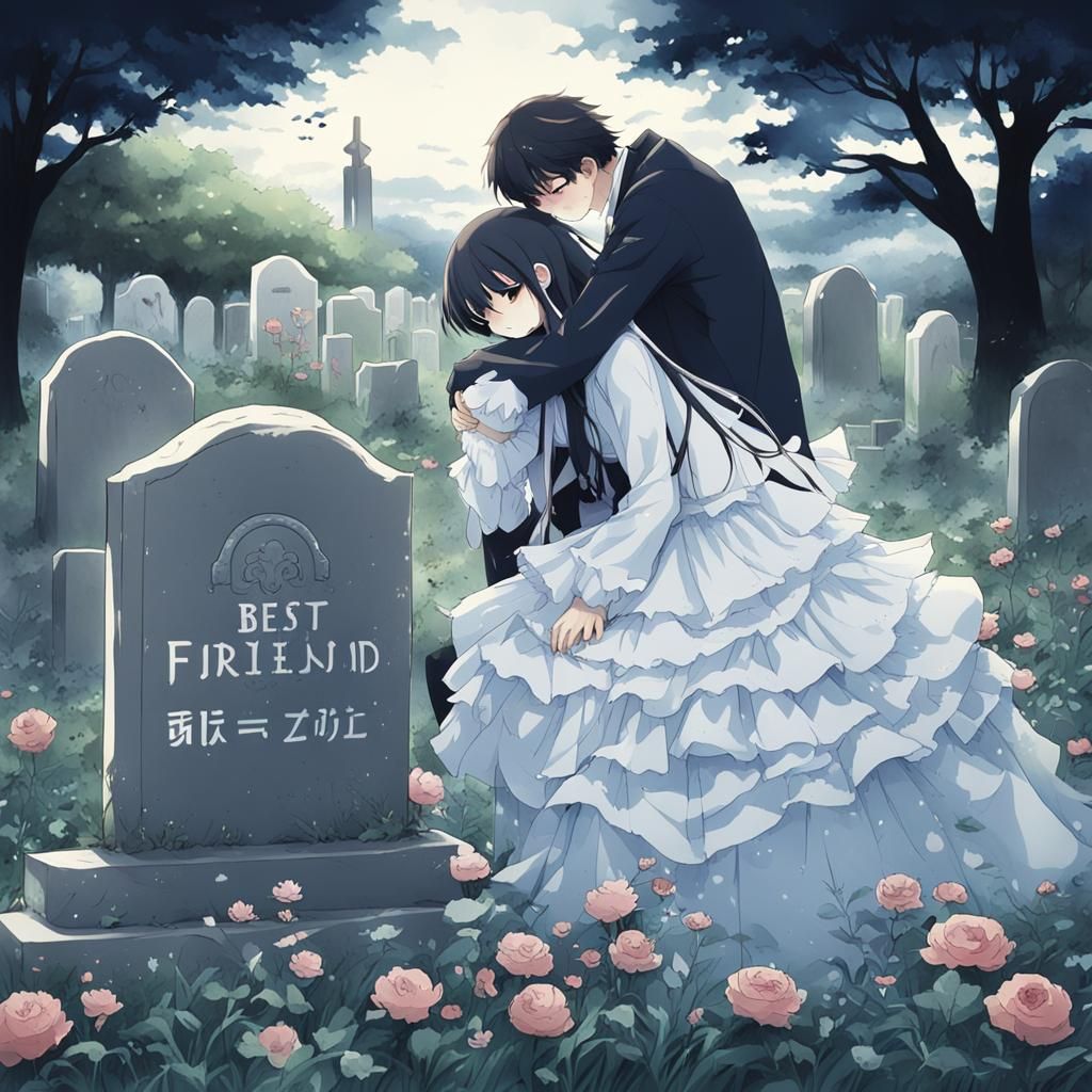 Anime Girl Comforted by Ghost Friend