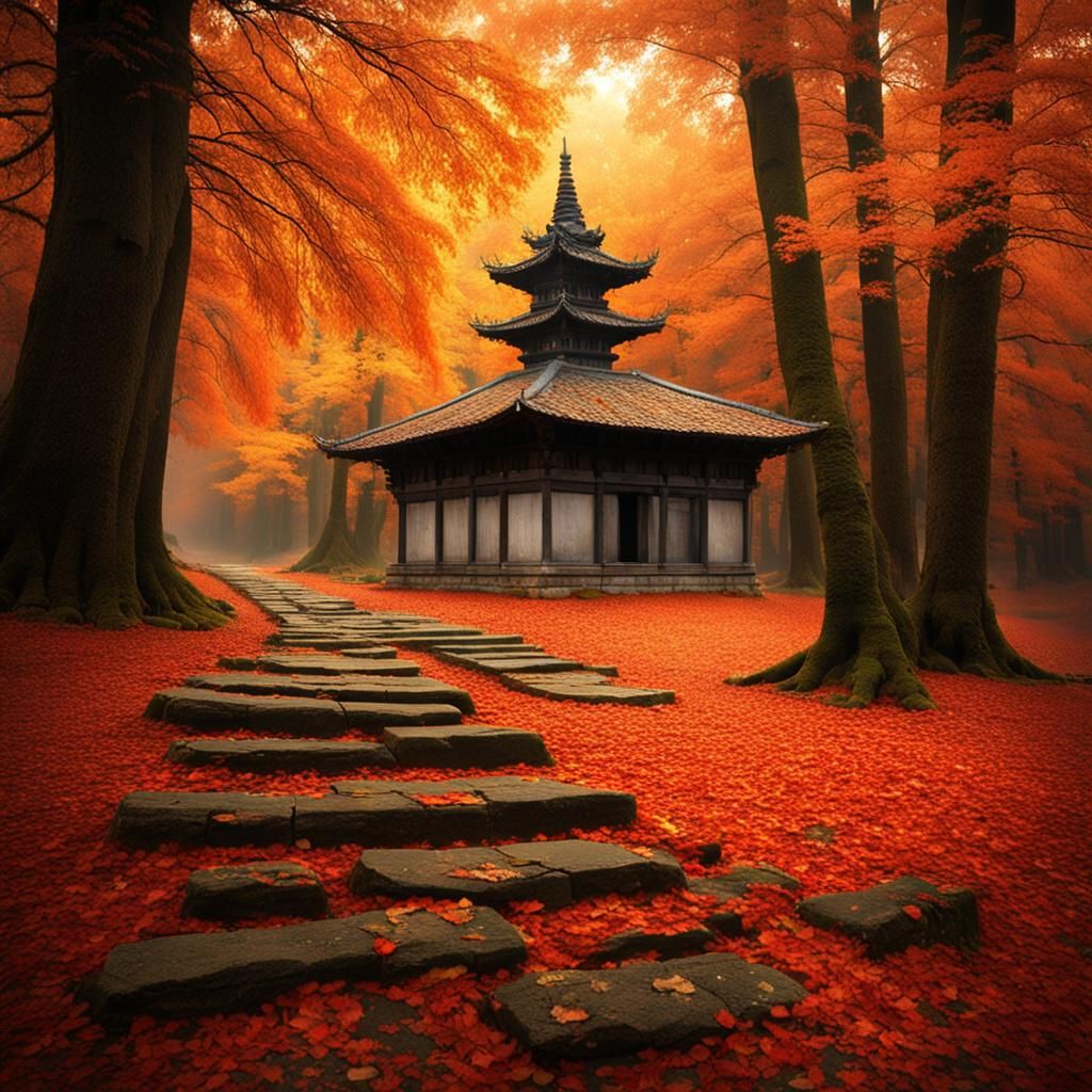 Autumnal Consolation: Detailed Matte Painting in 8K