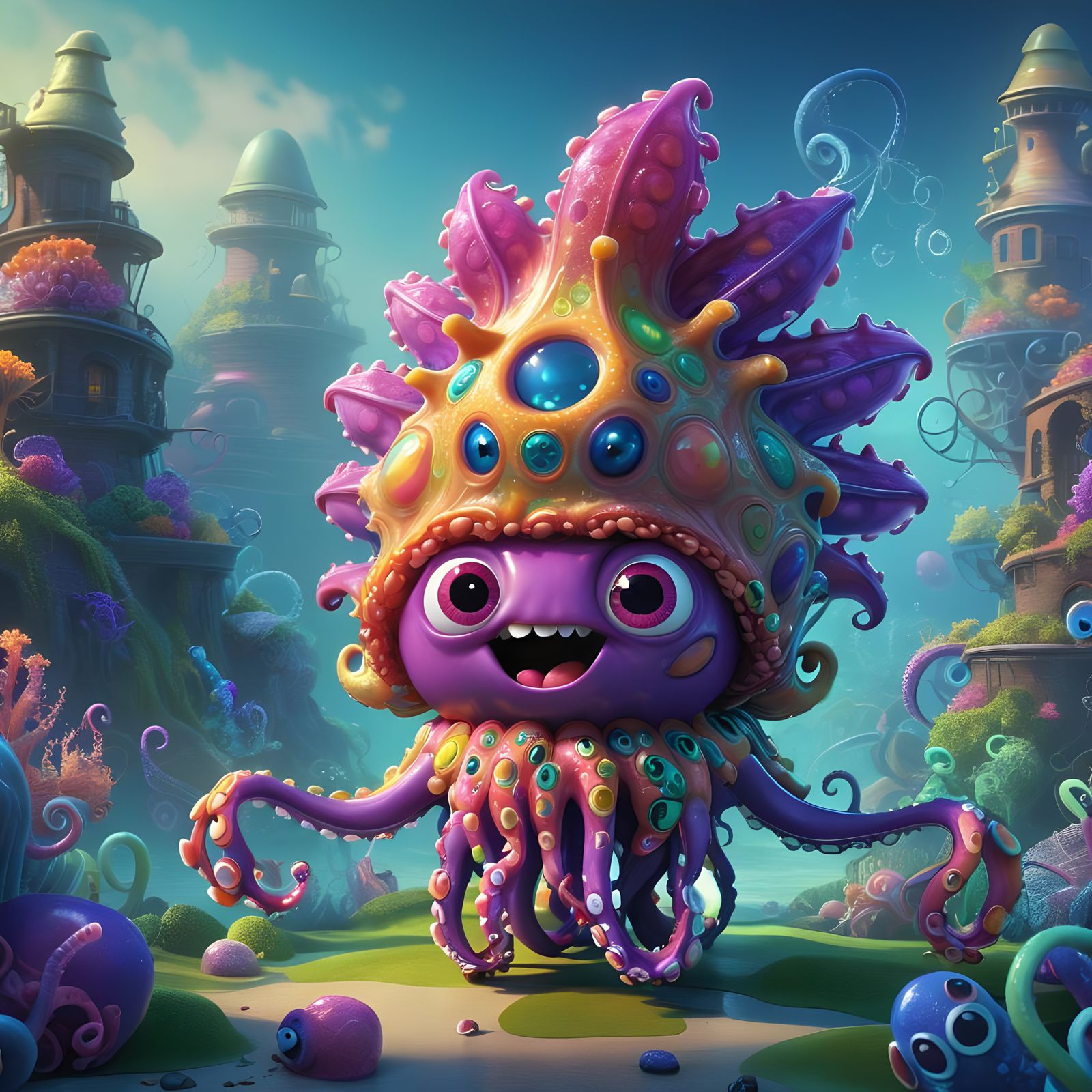 Spider Octopus: 3D Digital Art by Pixar & Disney