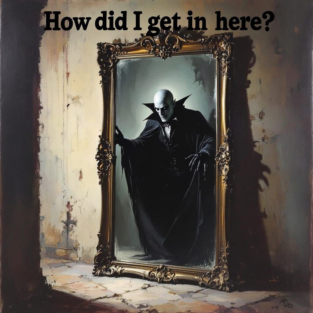 Nosferatu Emerges From Mirror in Rubens Style