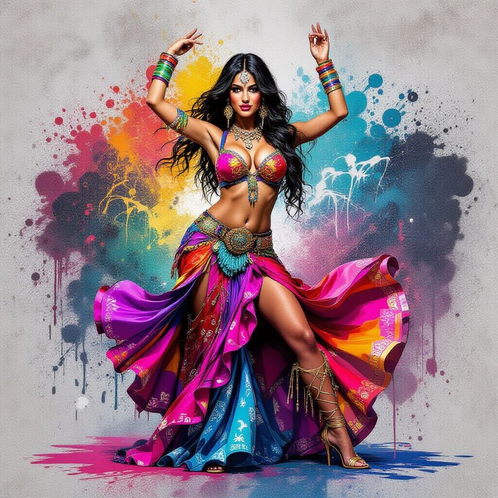 Dazzling Belly Dance Suits in Graffiti Art Style
