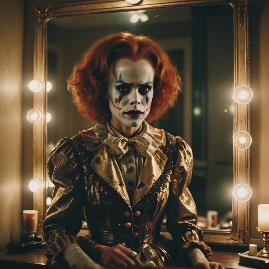 Nicole Kidman as Clown in Retro Hollywood Style