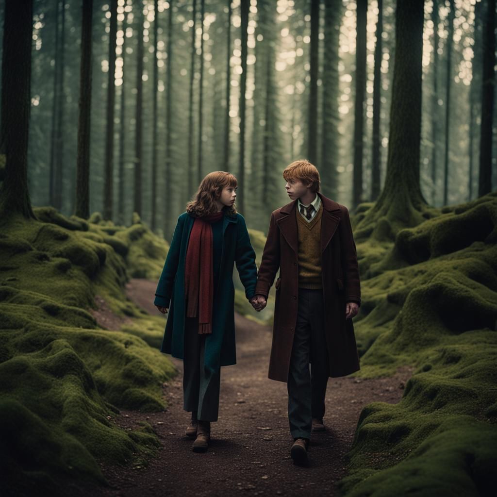 Hermione and Ron: A Cinematic Film Still
