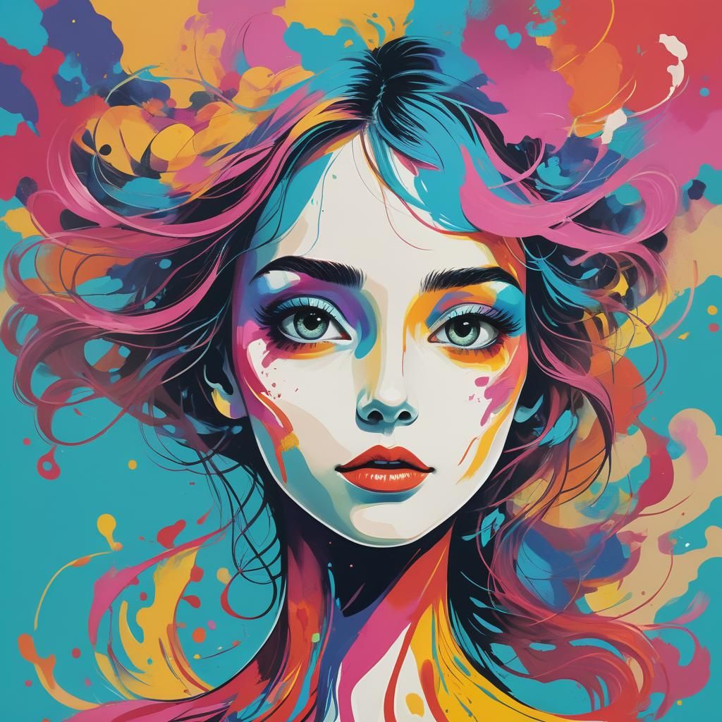 Minimalist Illustration Art with Vibrant Background