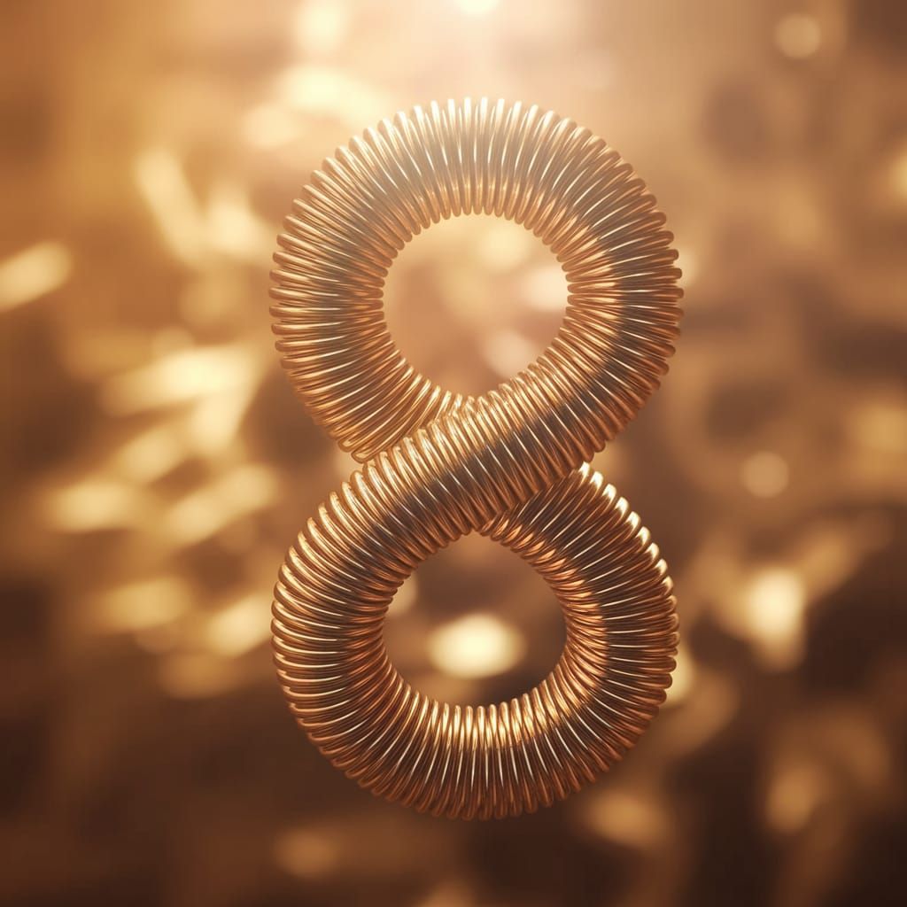 Golden Infinity of 8 Tarot Coins in Warm, Glowing Light