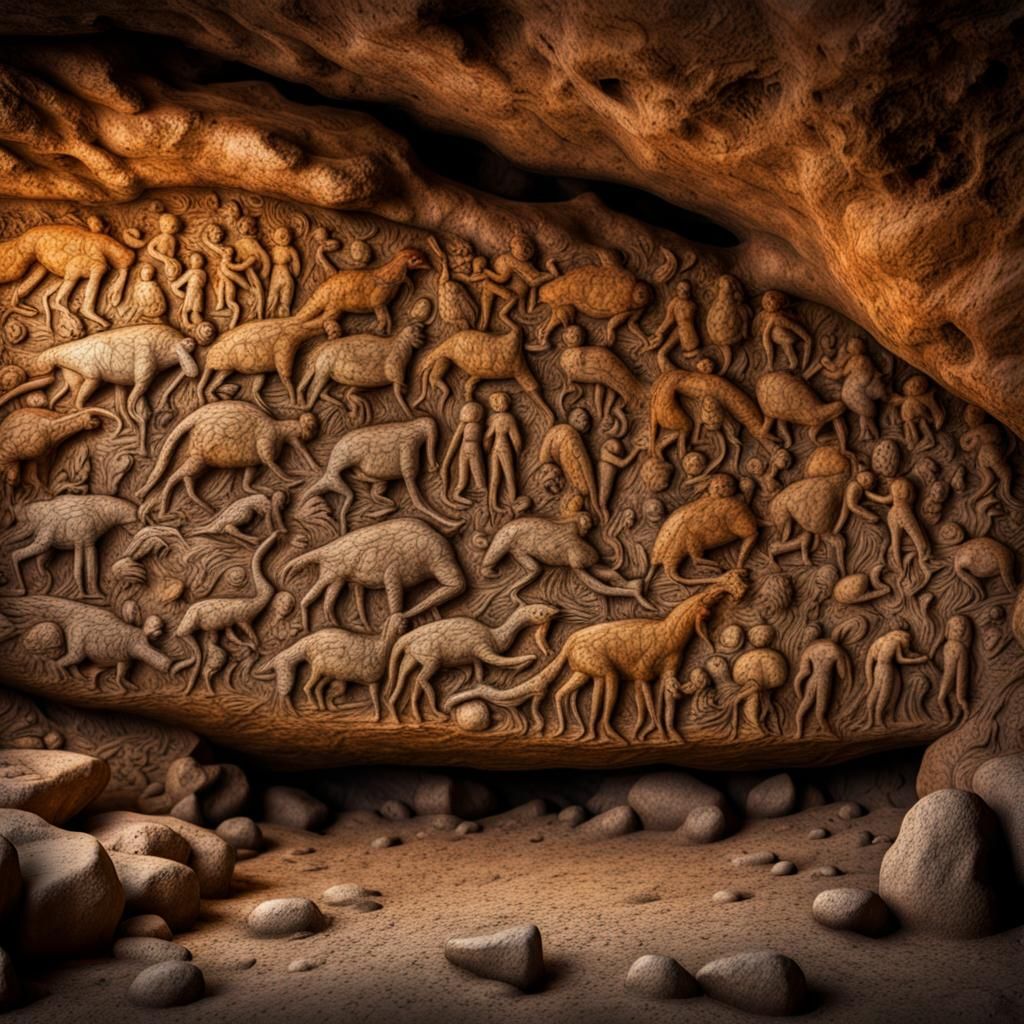 Prehistoric Cave Art Carved by Early Humans