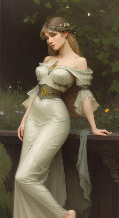 Idealized Pin-Up Beauty in Tonalist Harmony