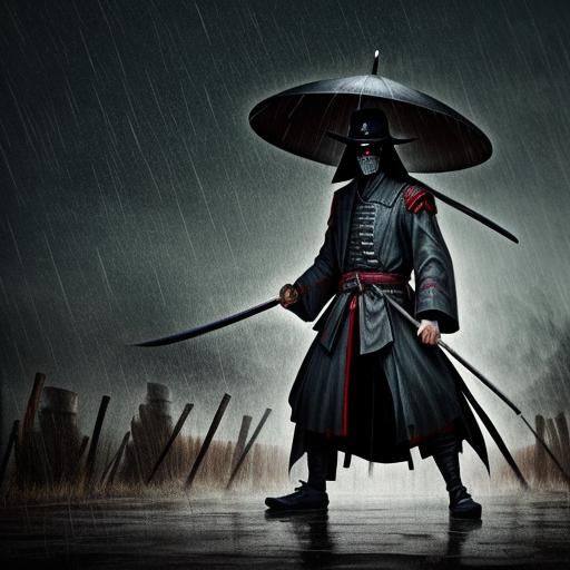 Creepy Japanese Warrior in the Rain
