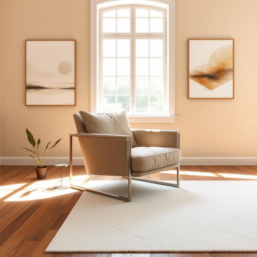 Beige Sofa Chair with Natural Light and Minimalist Decor