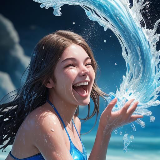 What she is performing is "水芸(mizugei=
Water fountain magic)", a traditional Japanese performing art, but  the moderator...