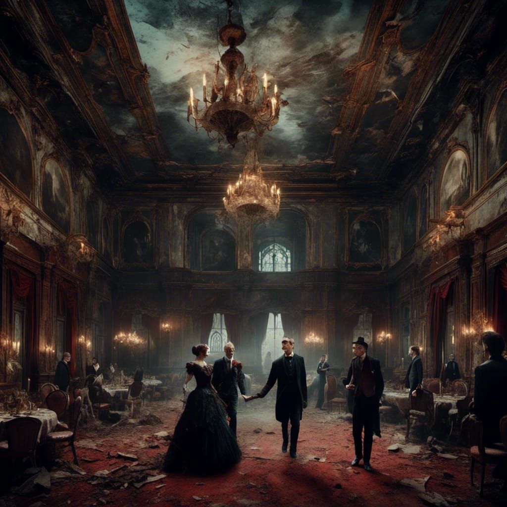 Dracula in Victorian Ballroom, Rockwell Illustration