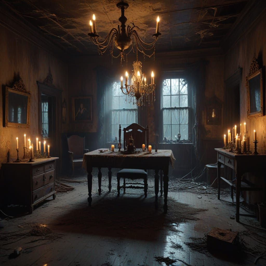 Eerie Haunted Mansion with Ghostly Spirit