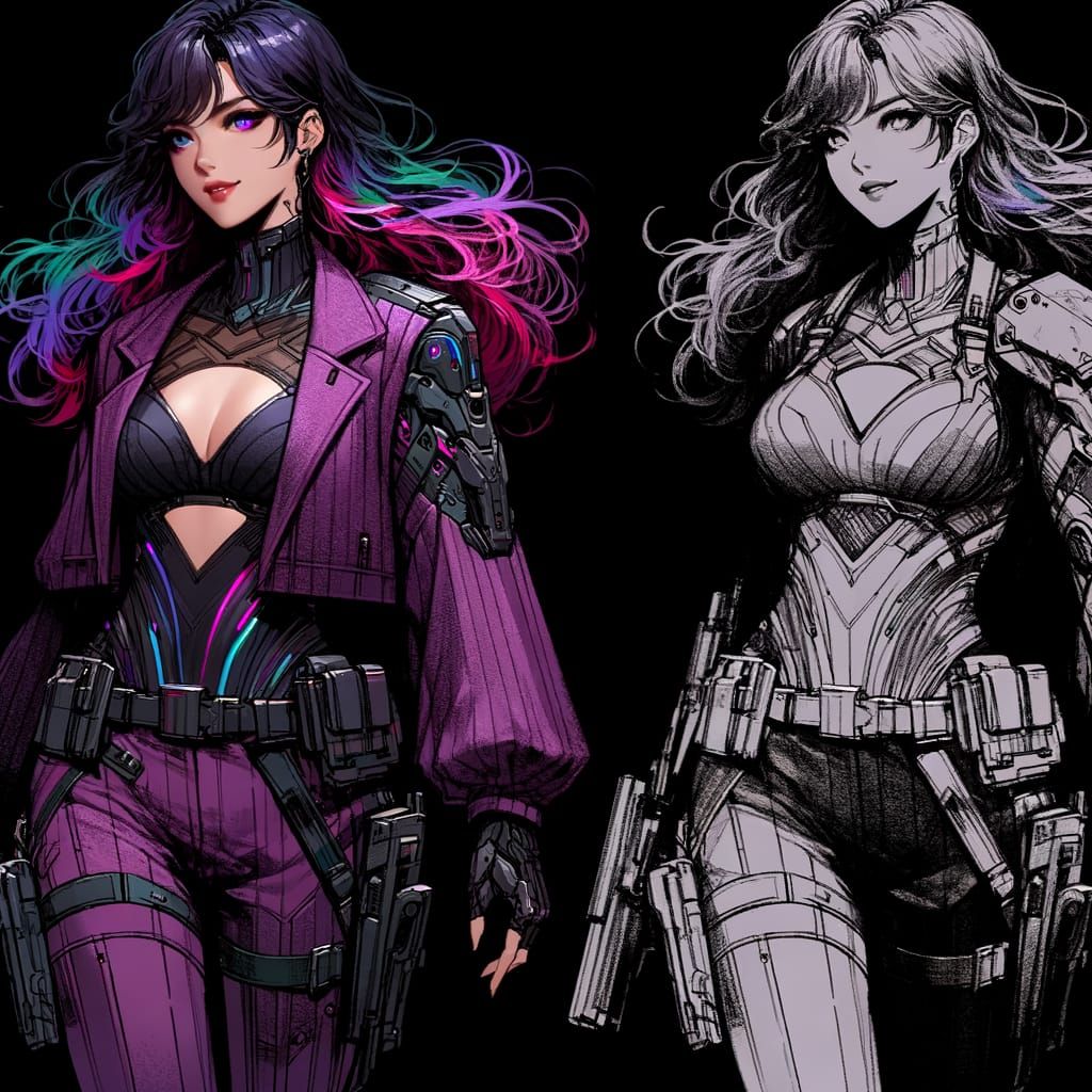 Mecha Anime Hunter in Chromatic Armor