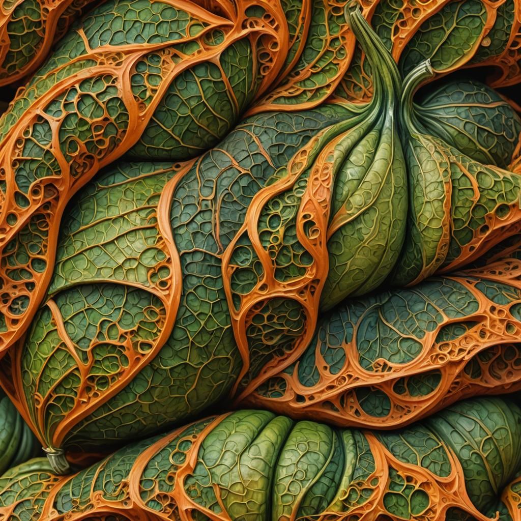 Detailed Gourd Close-Up: Fantastical Realism in 3D