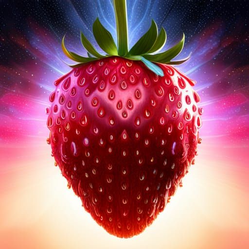 Galactic Strawberry Portrait in Dark Fantasy Style