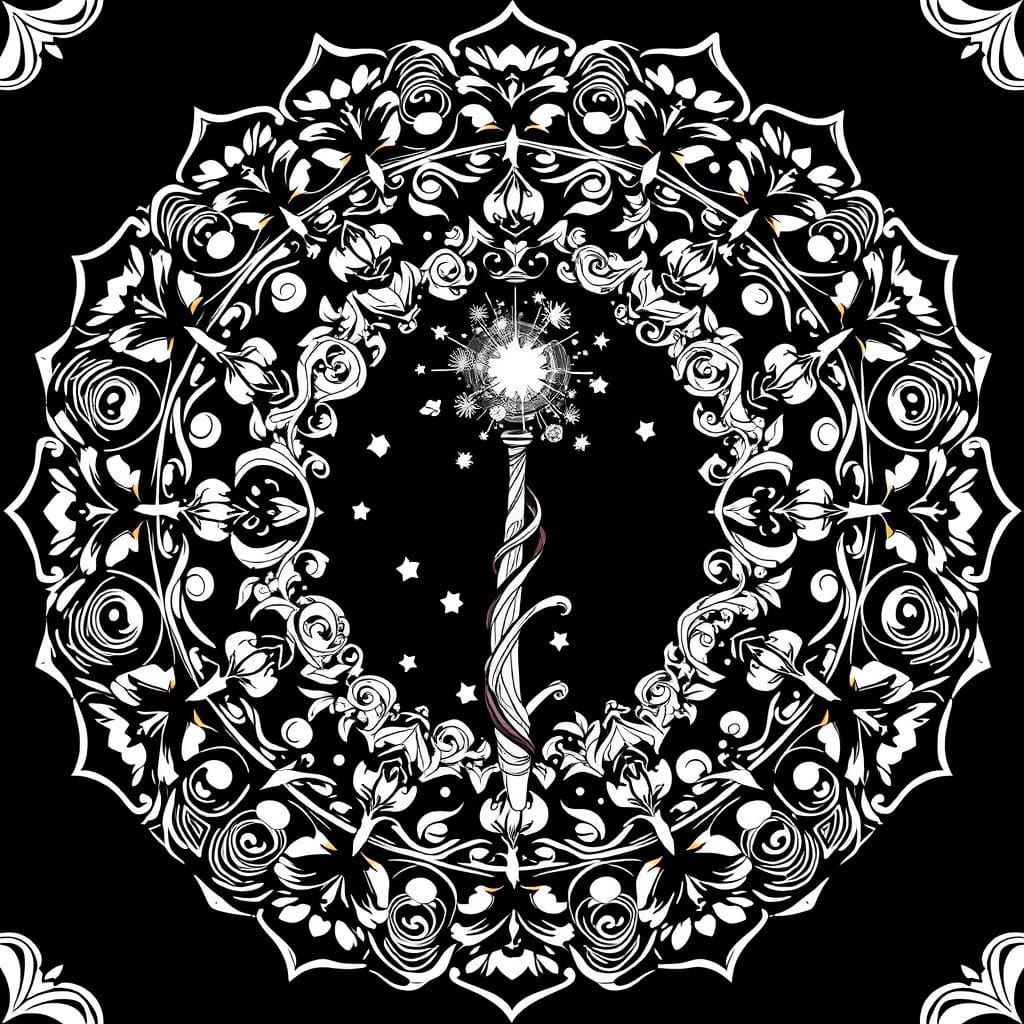 Enchanting Black and White Mandalas with Swirling Starlights...