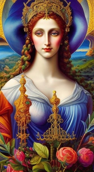 Aphrodite: Goddess in a Mystic, Colorful Painting