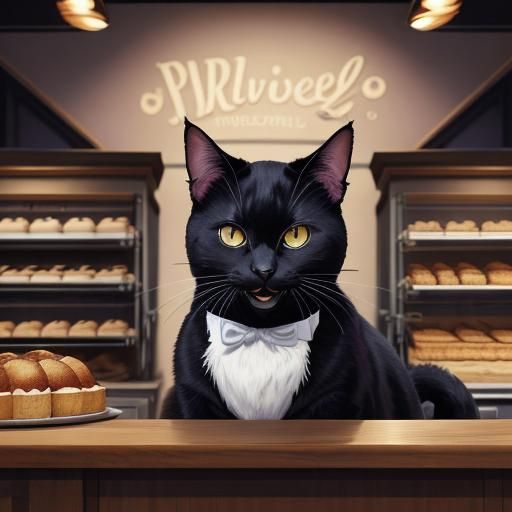 Jiji the Black Cat in Bakery, Studio Ghibli Style
