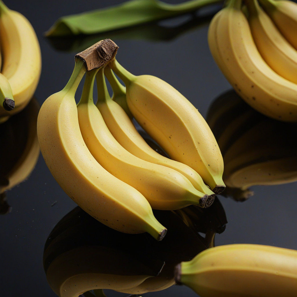 Hyperrealistic Bananas on Dark Background in Golden Hour