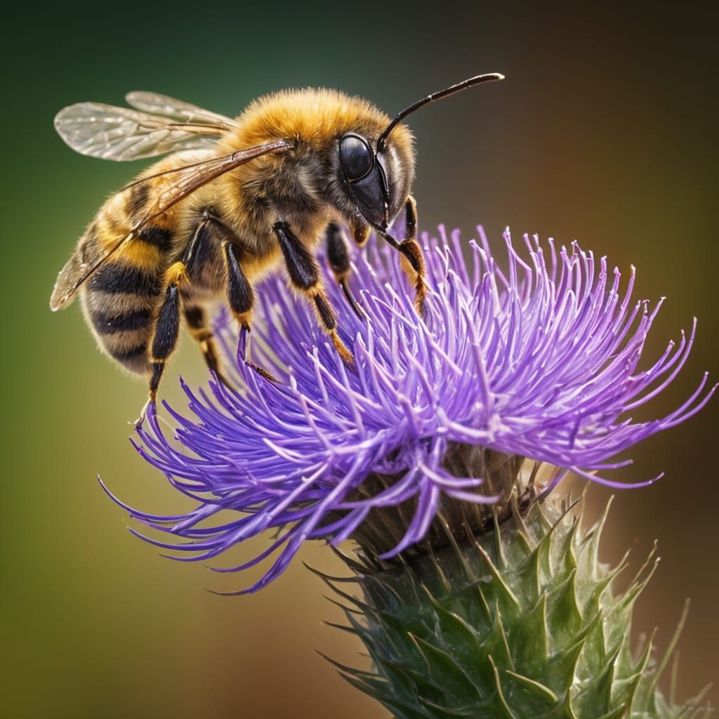 Vibrant Bee Portrait in Triadic Colors