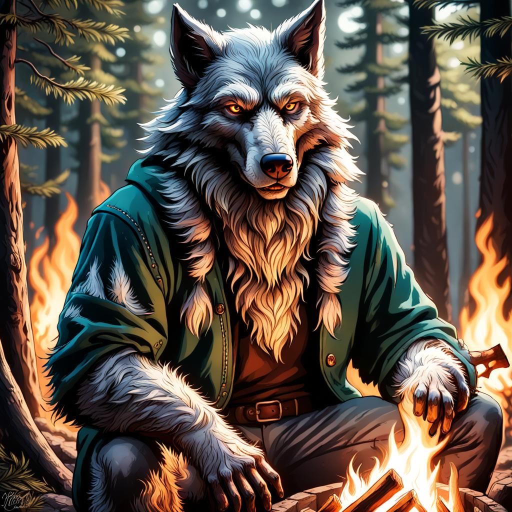 Forest Guide's Werewolf Story in Chalk Art