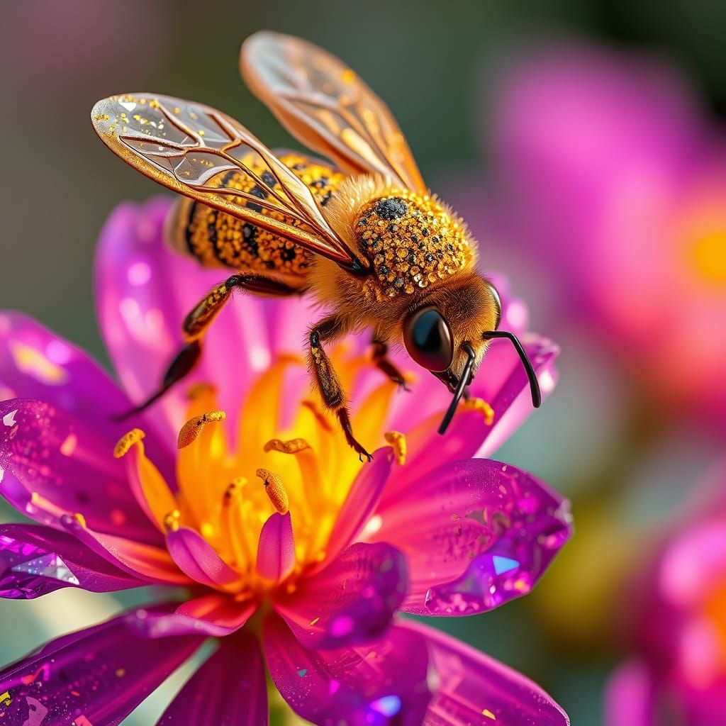 Crystal Bee in Vibrant, Ethereal Beauty