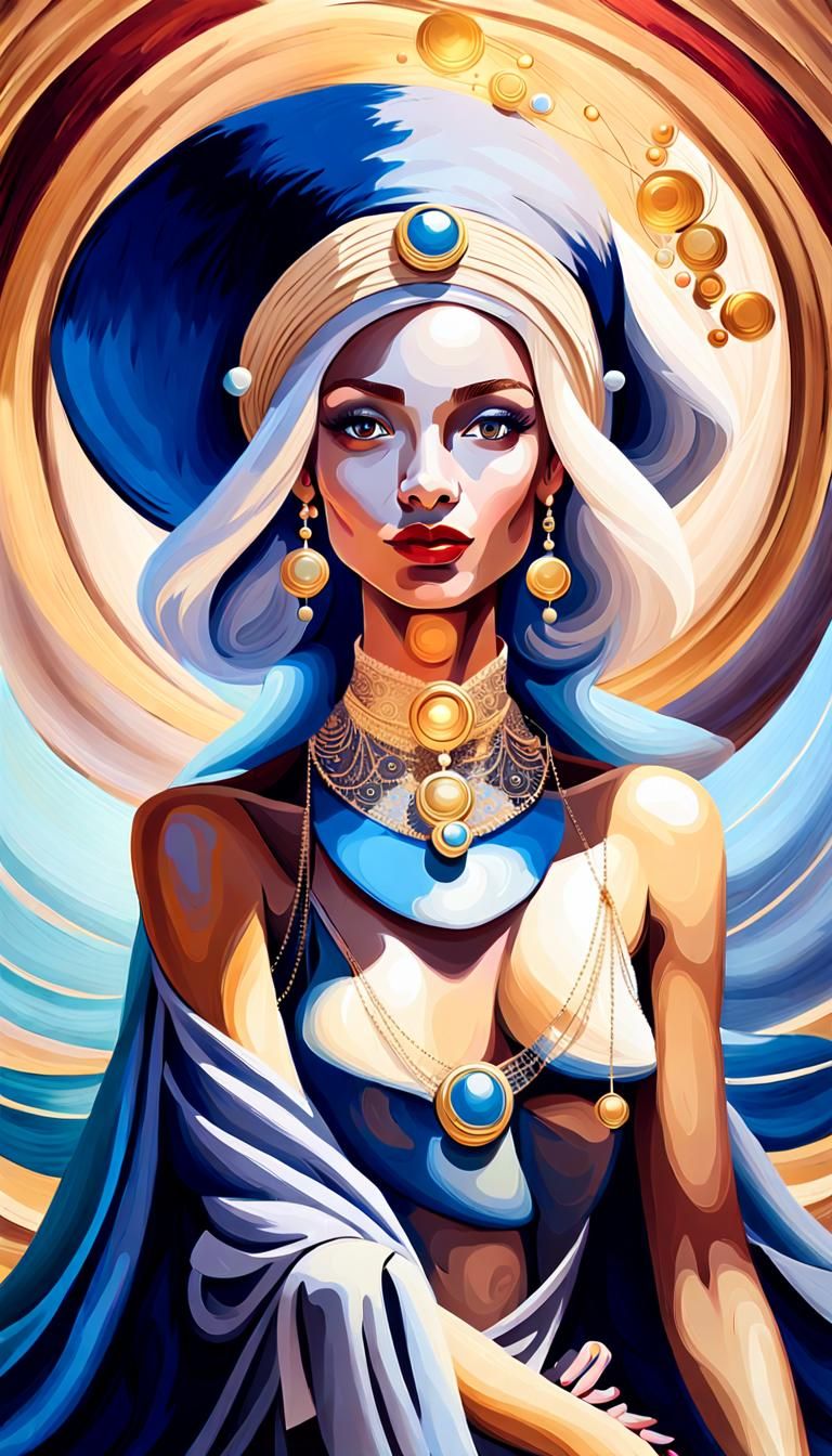 Elegant Woman with Hat in Oil Painting Style