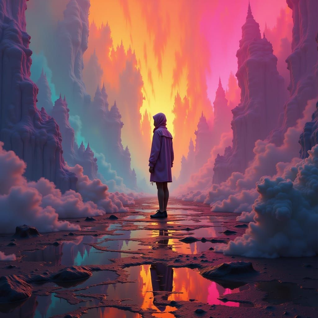 Solitary Figure in Abstract Digital Art