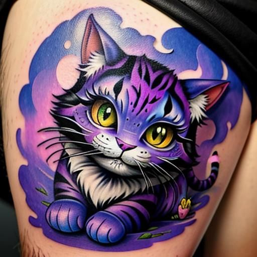 Vibrant Cheshire Cat Tattoo Design