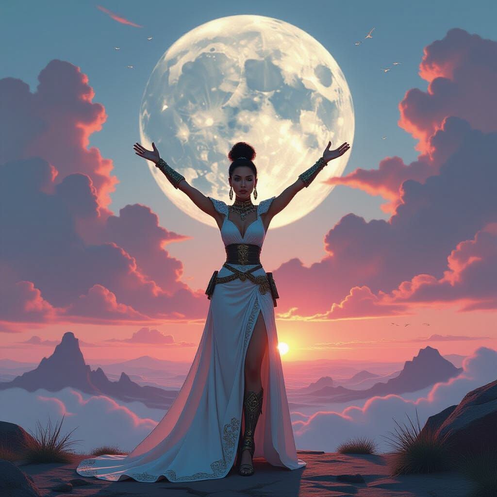 Triumphant Woman in Epic Cinematic Digital Painting