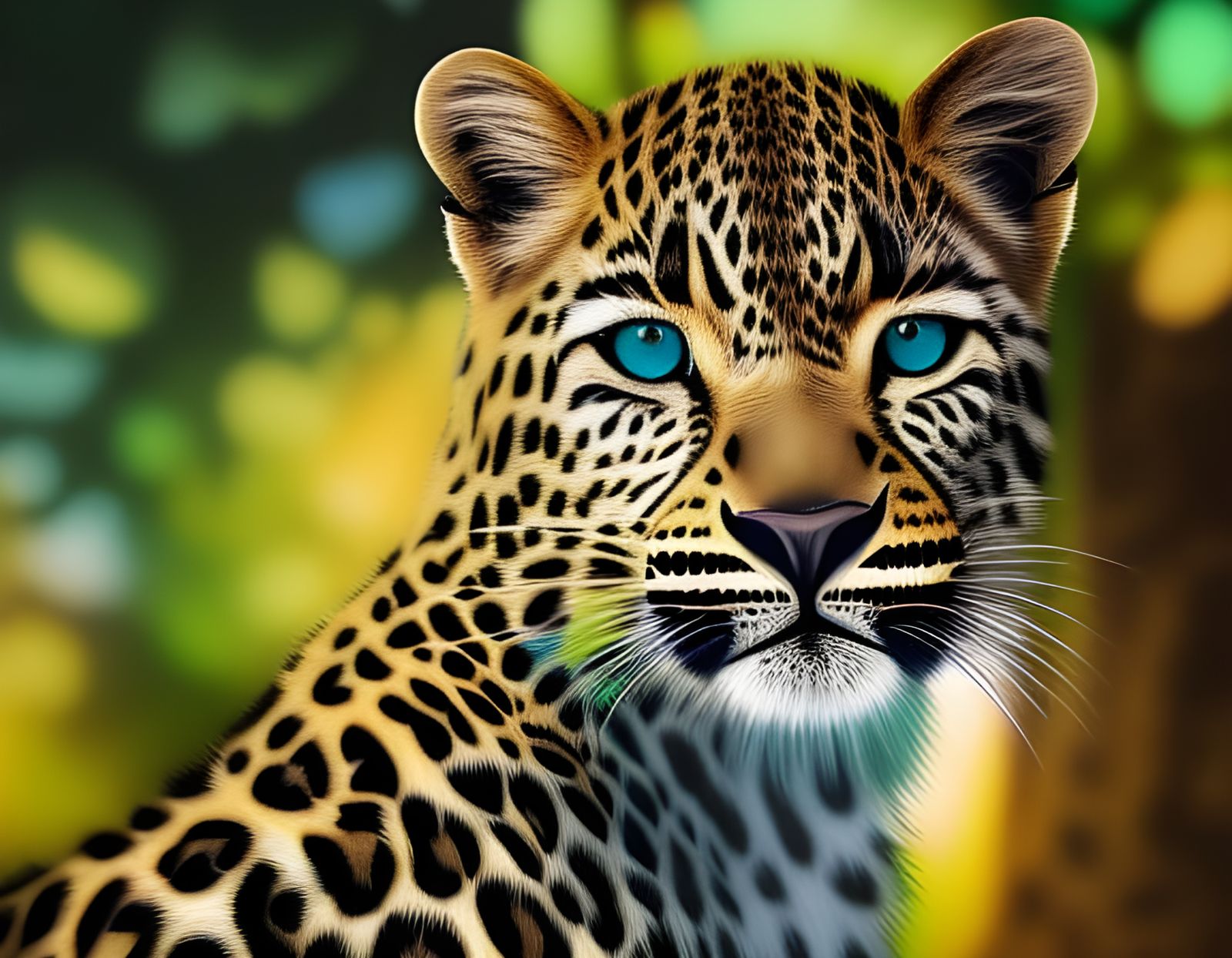 Hyperrealistic Leopard in Jungle Oasis with Vivid Colors