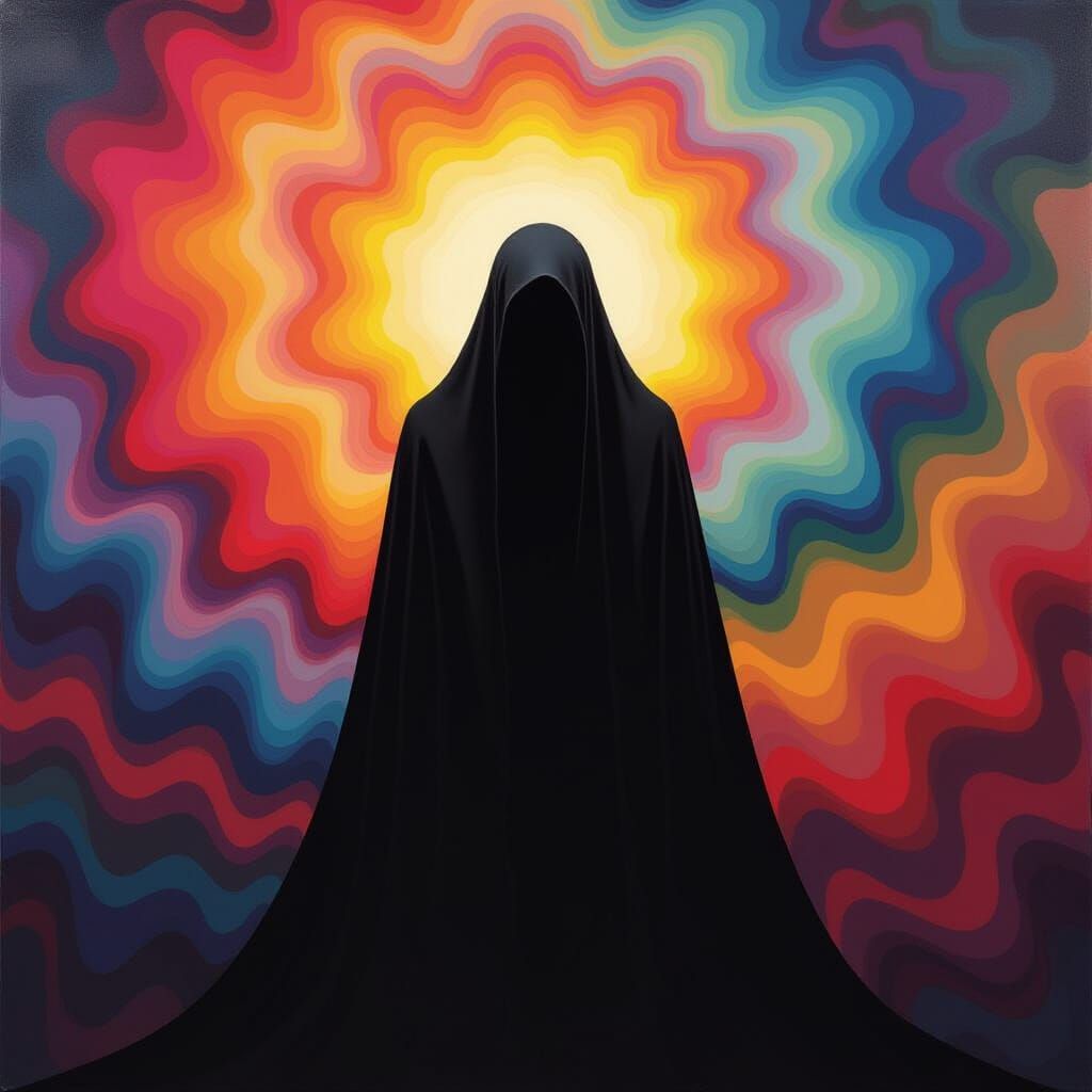 Abstract Figure in Psychedelic Colors, Modern Art Style